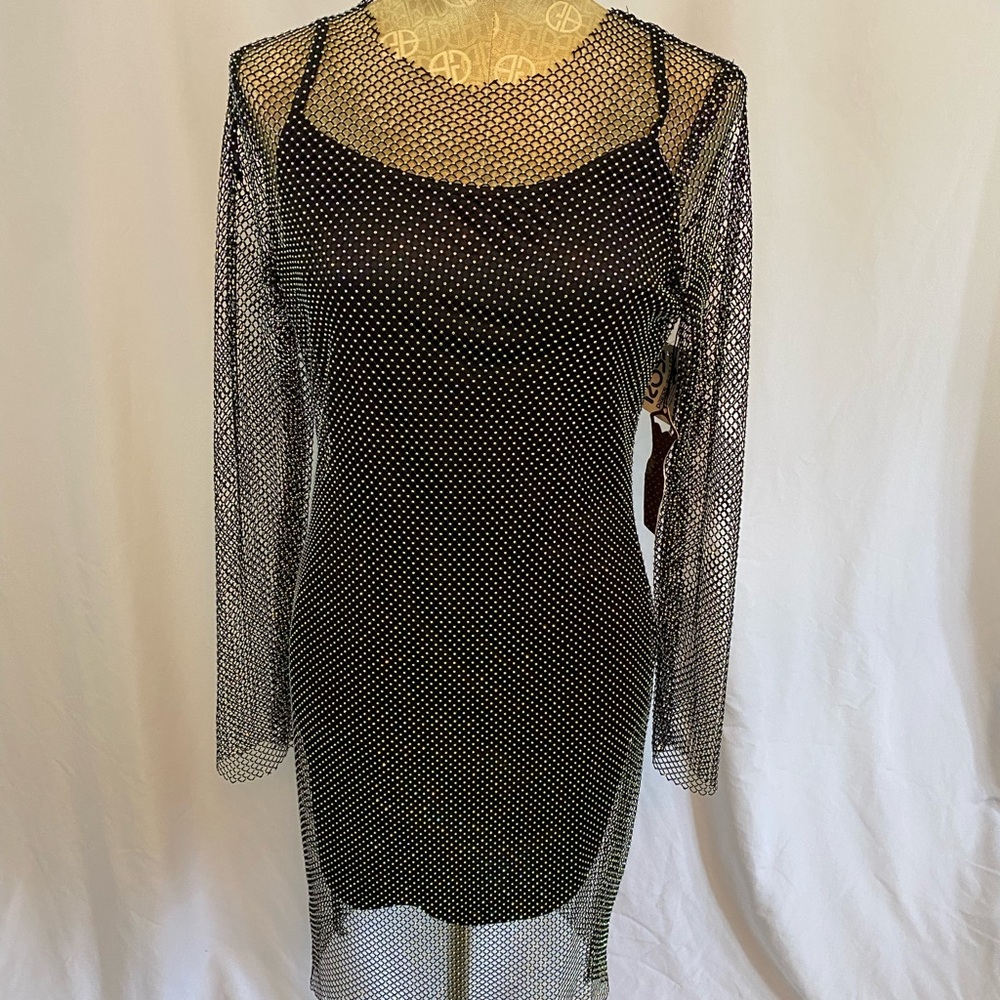 NWT- Juniors Haute Monde Party Mesh Dress, M